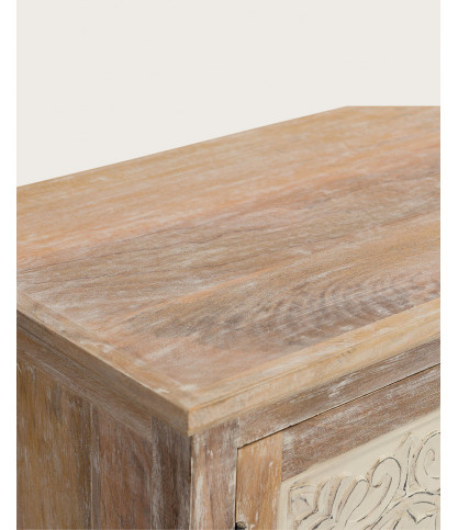 Mala - Mueble de TV de madera maciza de mango tallado de 140 cm