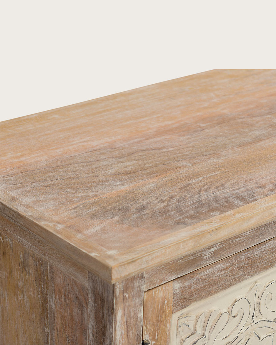 Mala - 140 cm großer TV-Schrank aus massivem geschnitztem Mangoholz