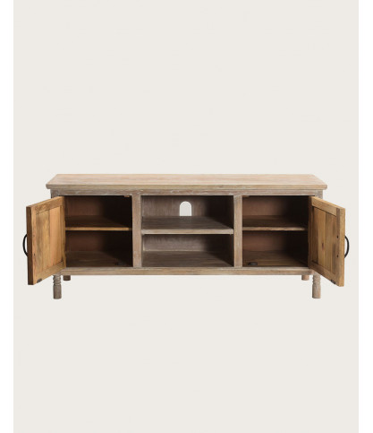 Mala - Gesneden tv-standaard van massief mangohout, 140 cm