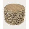 Yuda - Lot de trois tables en bois de teck massif et tissage banane avec rangements