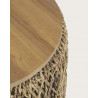 Yuda - Lot de trois tables en bois de teck massif et tissage banane avec rangements