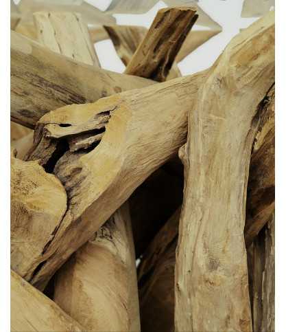 Hinata - Table basse en bois de teck massif et en verre