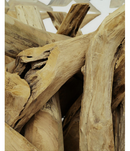 Hinata - Tavolino da caffè in legno massello di teak e vetro