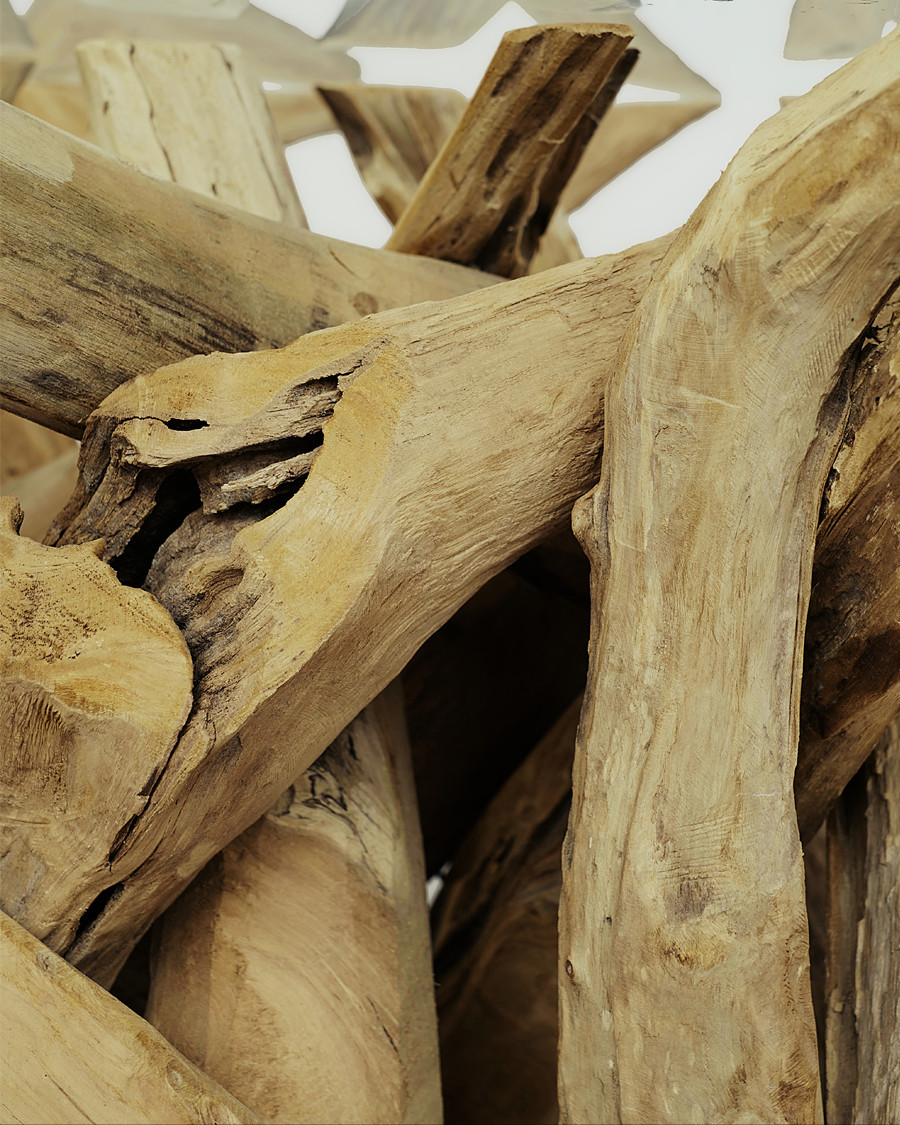 Hinata - Tavolino da caffè in legno massello di teak e vetro
