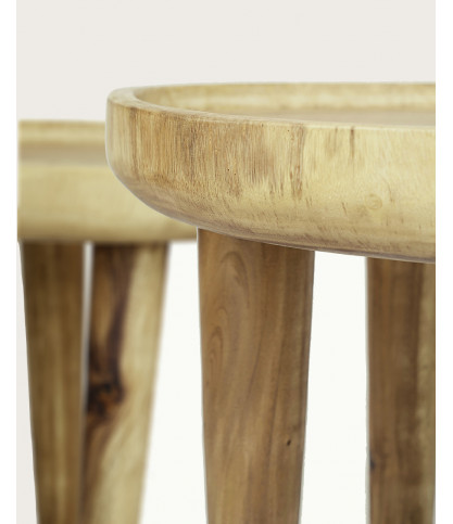 Léothéo - Set di 2 tavolini da caffè in teak massello