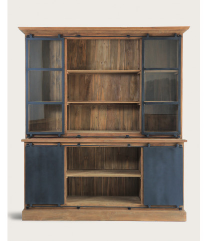Industryal - Solid teak and metal bookcase