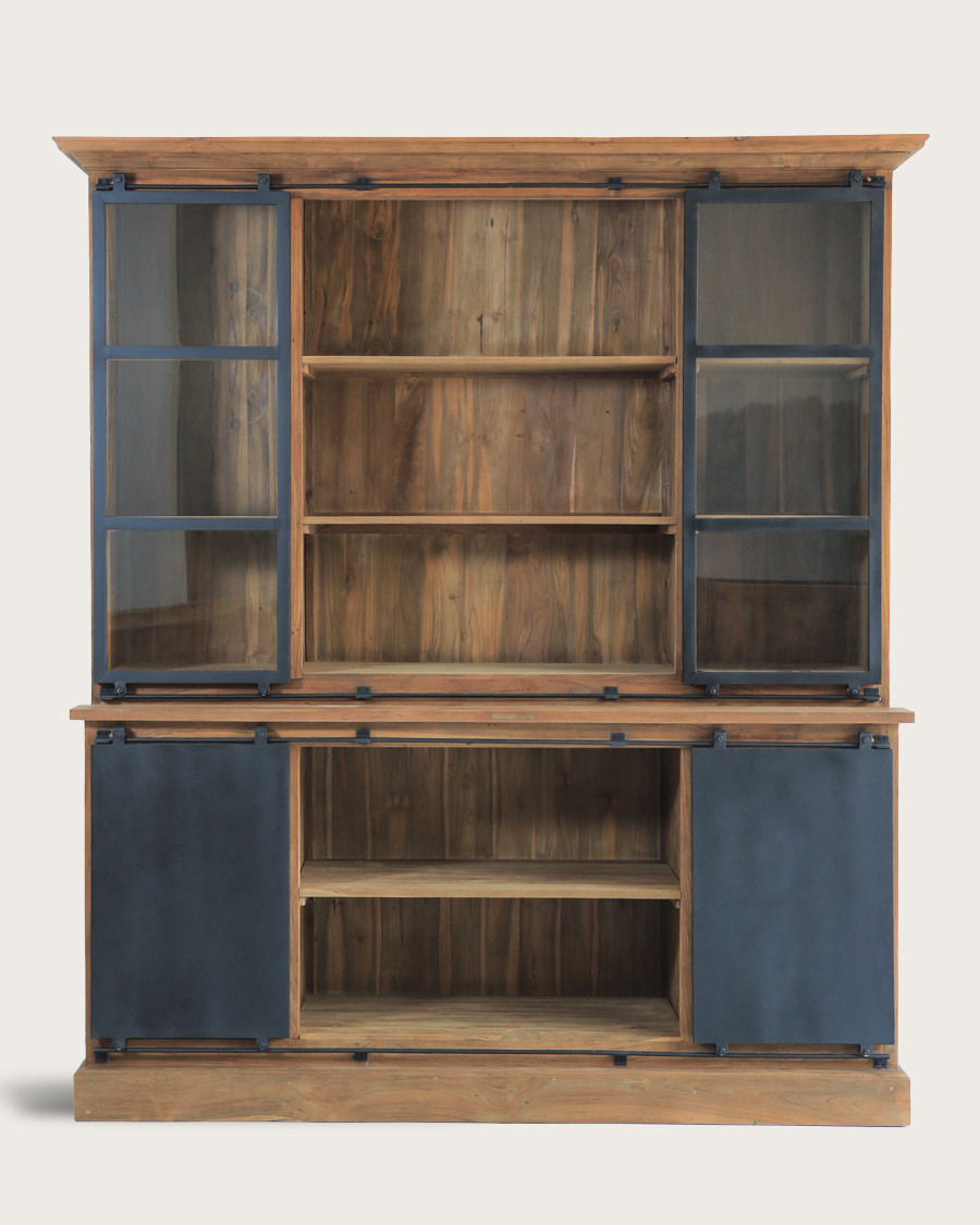 Industryal - Solid teak and metal bookcase