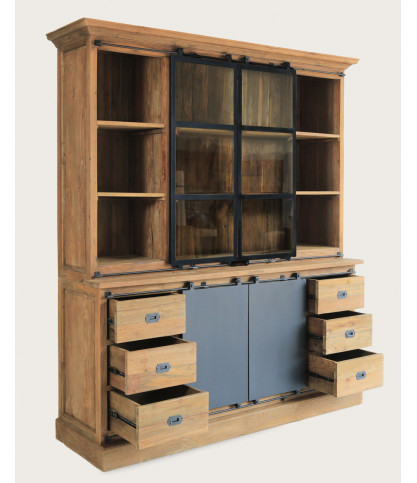 Industryal - Solid teak and metal bookcase