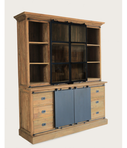 Industryal - Solid teak and metal bookcase
