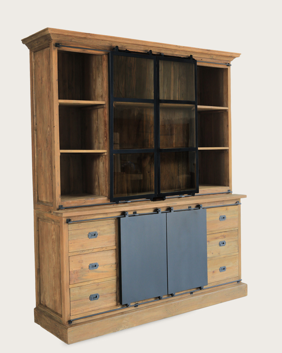 Industryal - Solid teak and metal bookcase