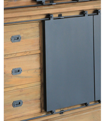 Industryal - Solid teak and metal bookcase
