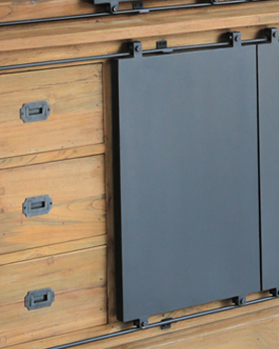 Industryal - Solid teak and metal bookcase