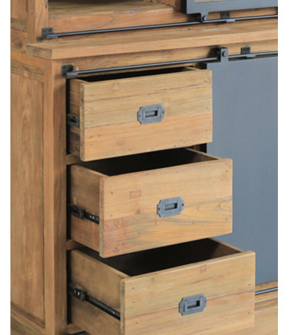 Industryal - Solid teak and metal bookcase