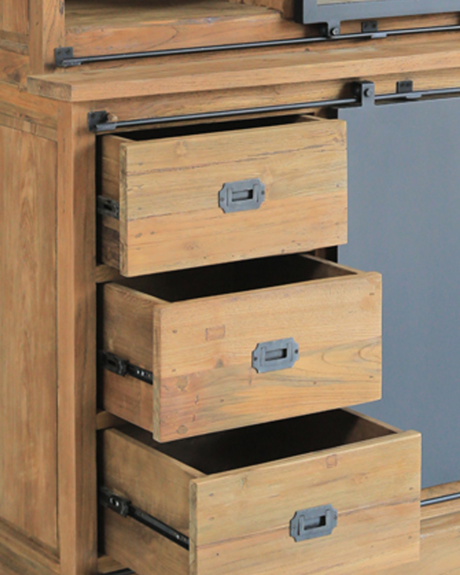Industryal - Solid teak and metal bookcase