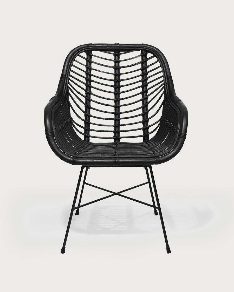 Myko - 2er-Set schwarze Rattanstühle