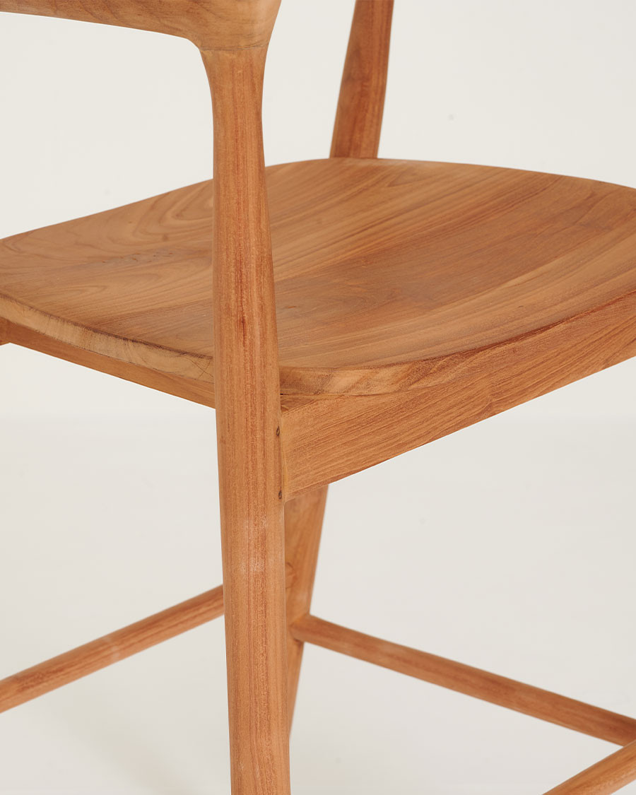 Singo - Silla de bar de teca maciza