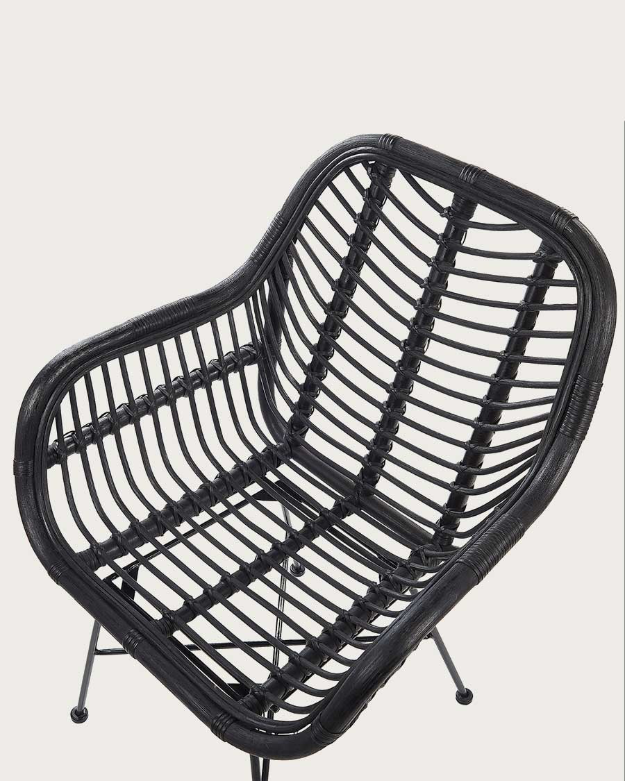 Myko - set of 2 black rattan chairs