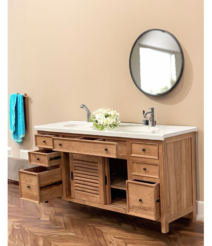 Savanna - Teak Bathroom Vanity with Terrazzo Marble