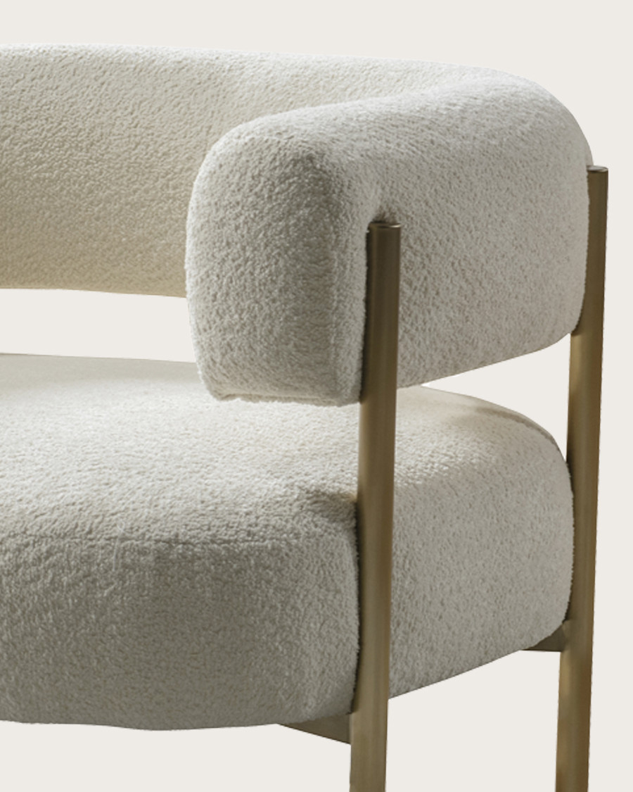 Mexi - Sillón de tela y metal dorado
