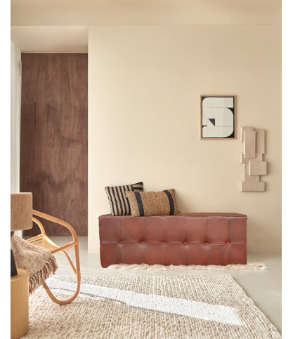 Palm - Upholstered bench in brown tufted leather