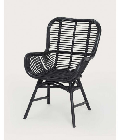 Sapporo - Schwarzer Rattanstuhl