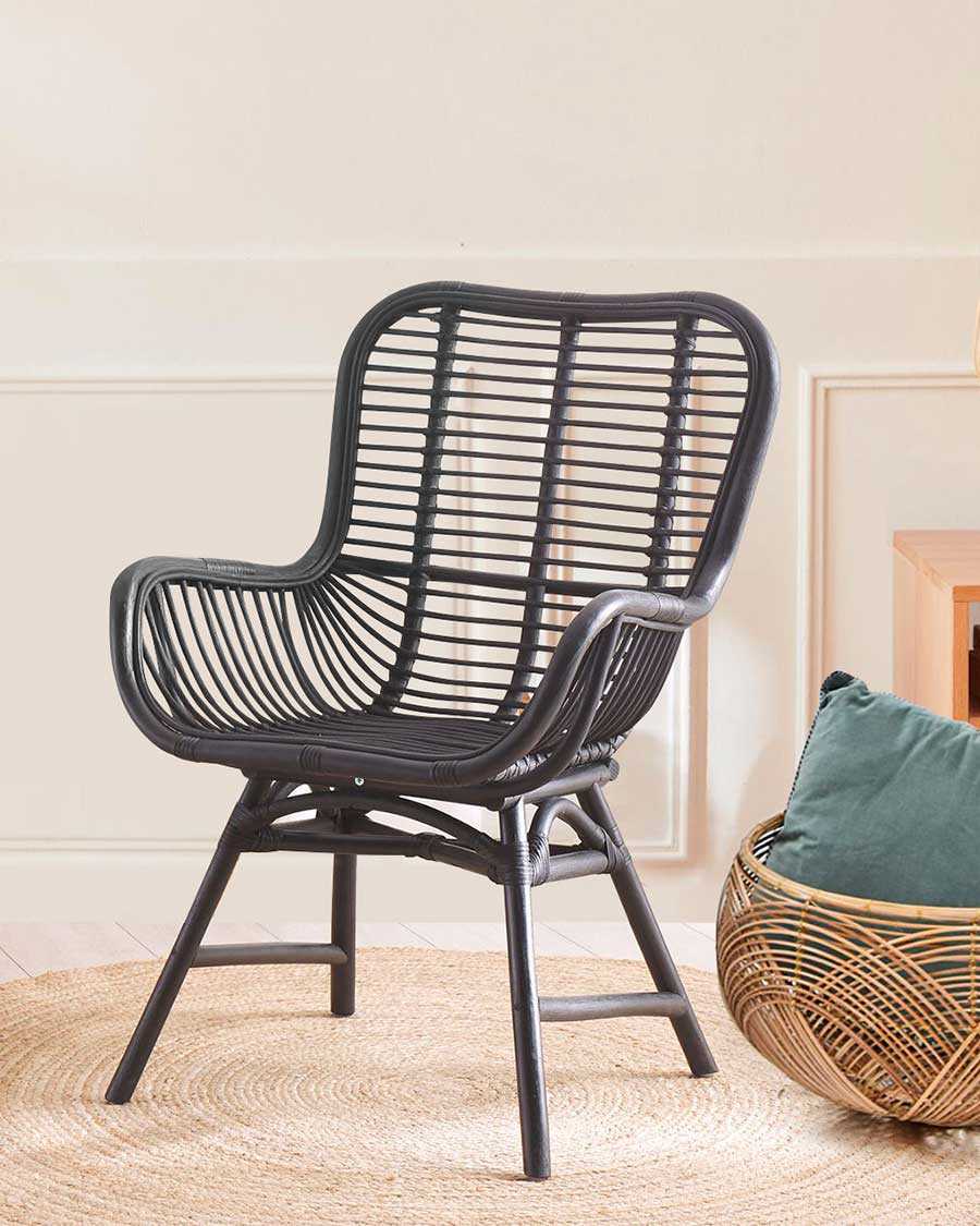 Sapporo - Sedia in rattan nero