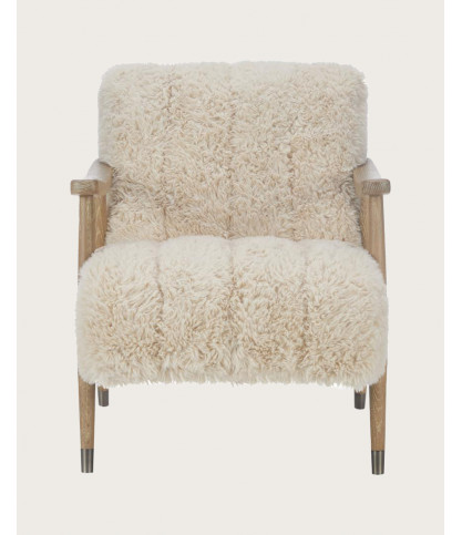 Lina - Fauteuil en bois massif et véritable peau de mouton