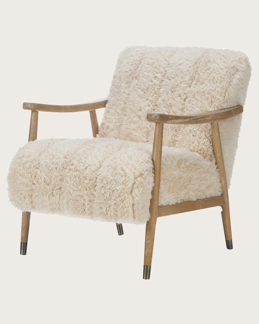 Lina - Fauteuil en bois massif et véritable peau de mouton