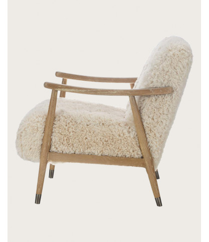 Lina - Fauteuil en bois massif et véritable peau de mouton