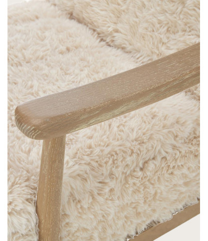 Lina - Fauteuil en bois massif et véritable peau de mouton