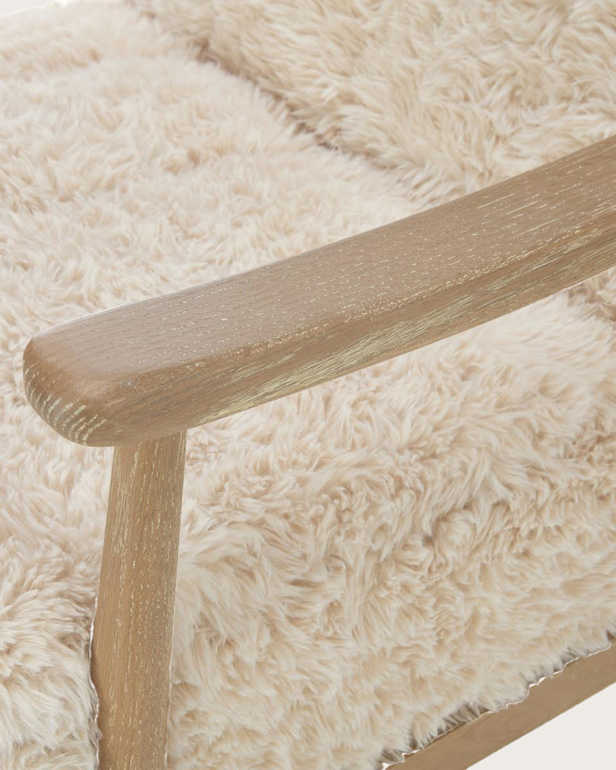Lina - Fauteuil en bois massif et véritable peau de mouton