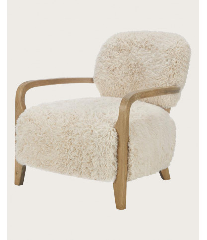 Anna - Fauteuil en bois massif et véritable peau de mouton