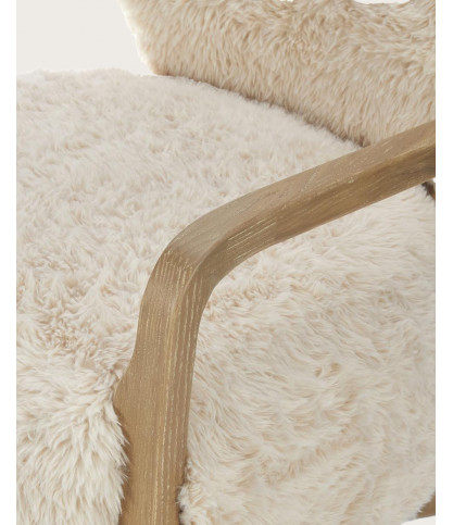 Anna - Fauteuil en bois massif et véritable peau de mouton