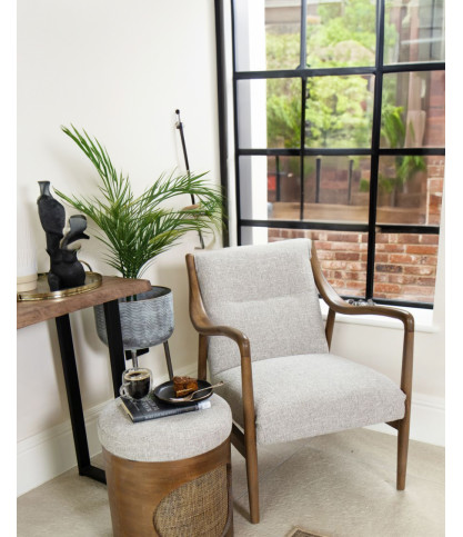 Ambre - Solid oak and linen armchair