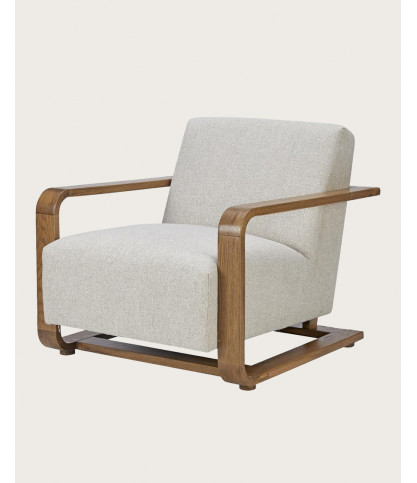 Rima - Fauteuil van massief eikenhout en linnen
