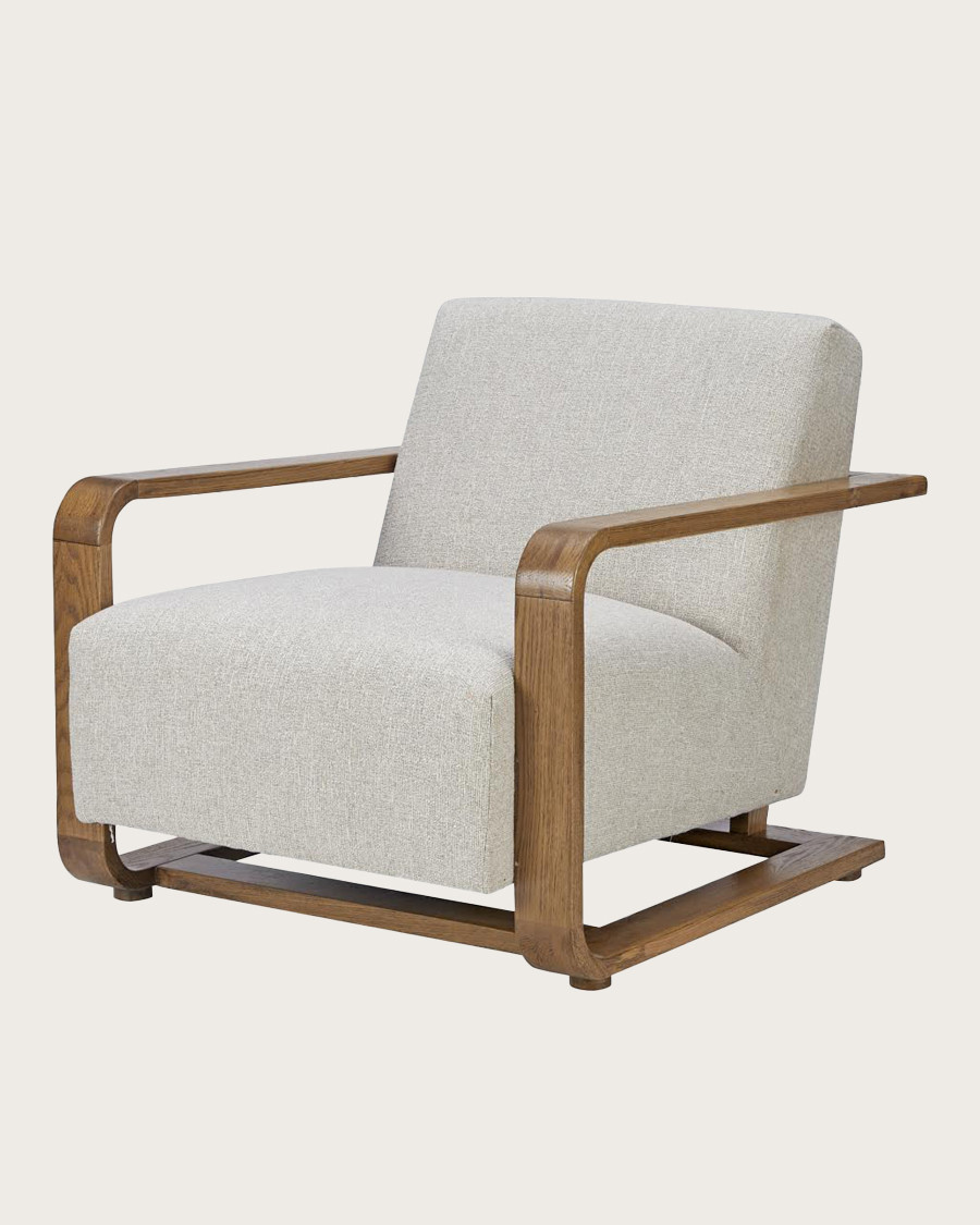 Rima - Fauteuil van massief eikenhout en linnen