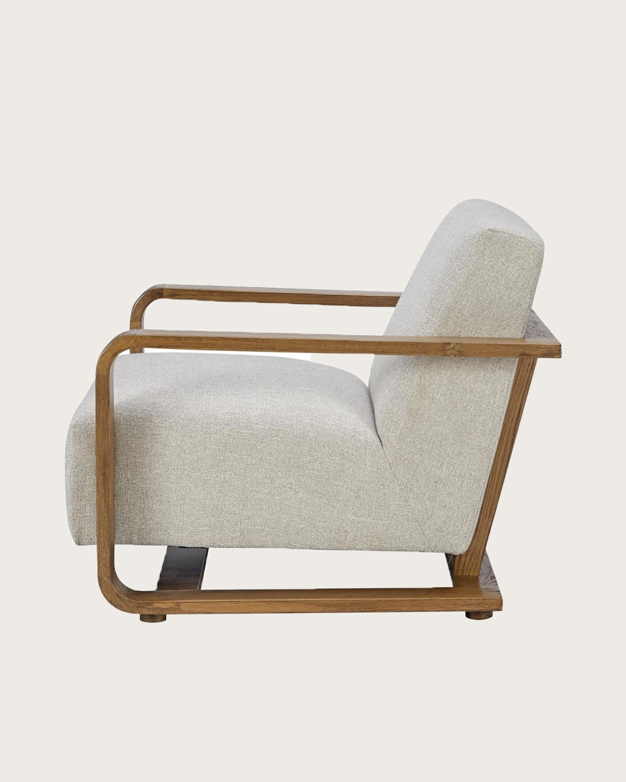 Rima - Solid oak and linen armchair
