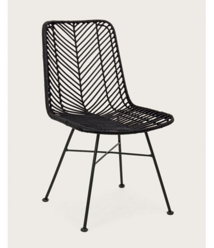 Ika - 4er-Set schwarze Rattanstühle