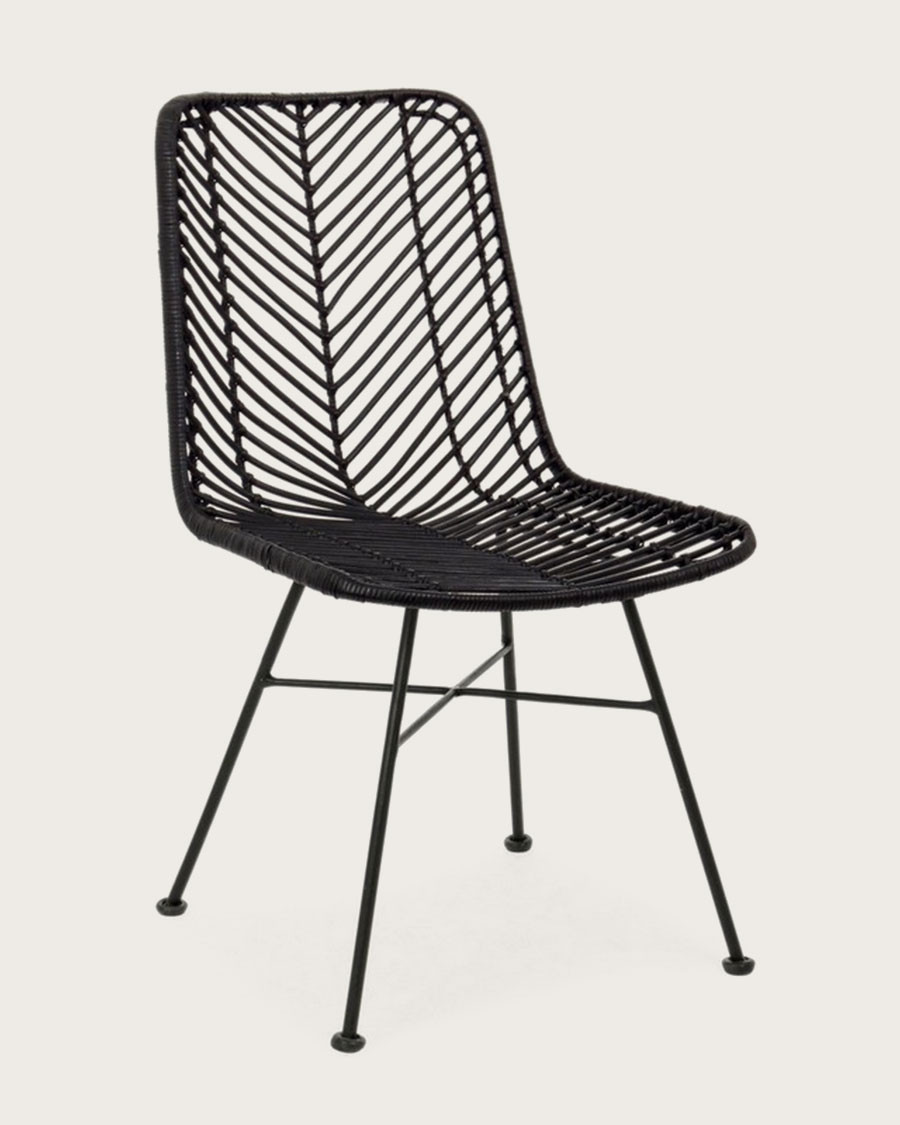 Ika - 4er-Set schwarze Rattanstühle