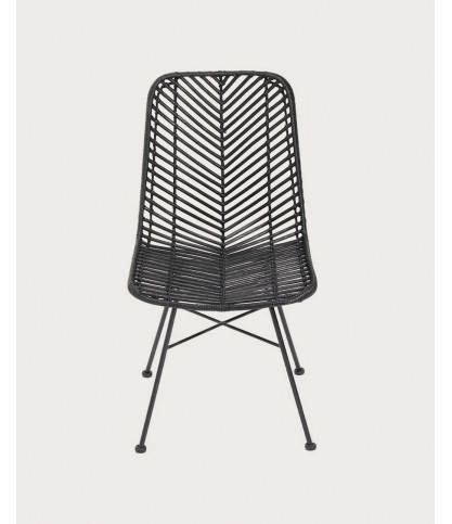 Ika - 4er-Set schwarze Rattanstühle