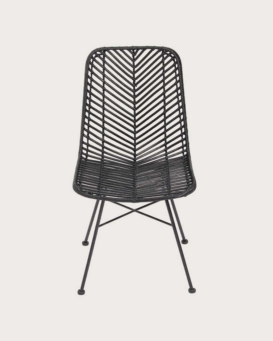 Ika - 4er-Set schwarze Rattanstühle
