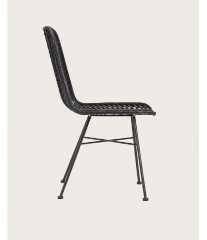 Ika - 4er-Set schwarze Rattanstühle