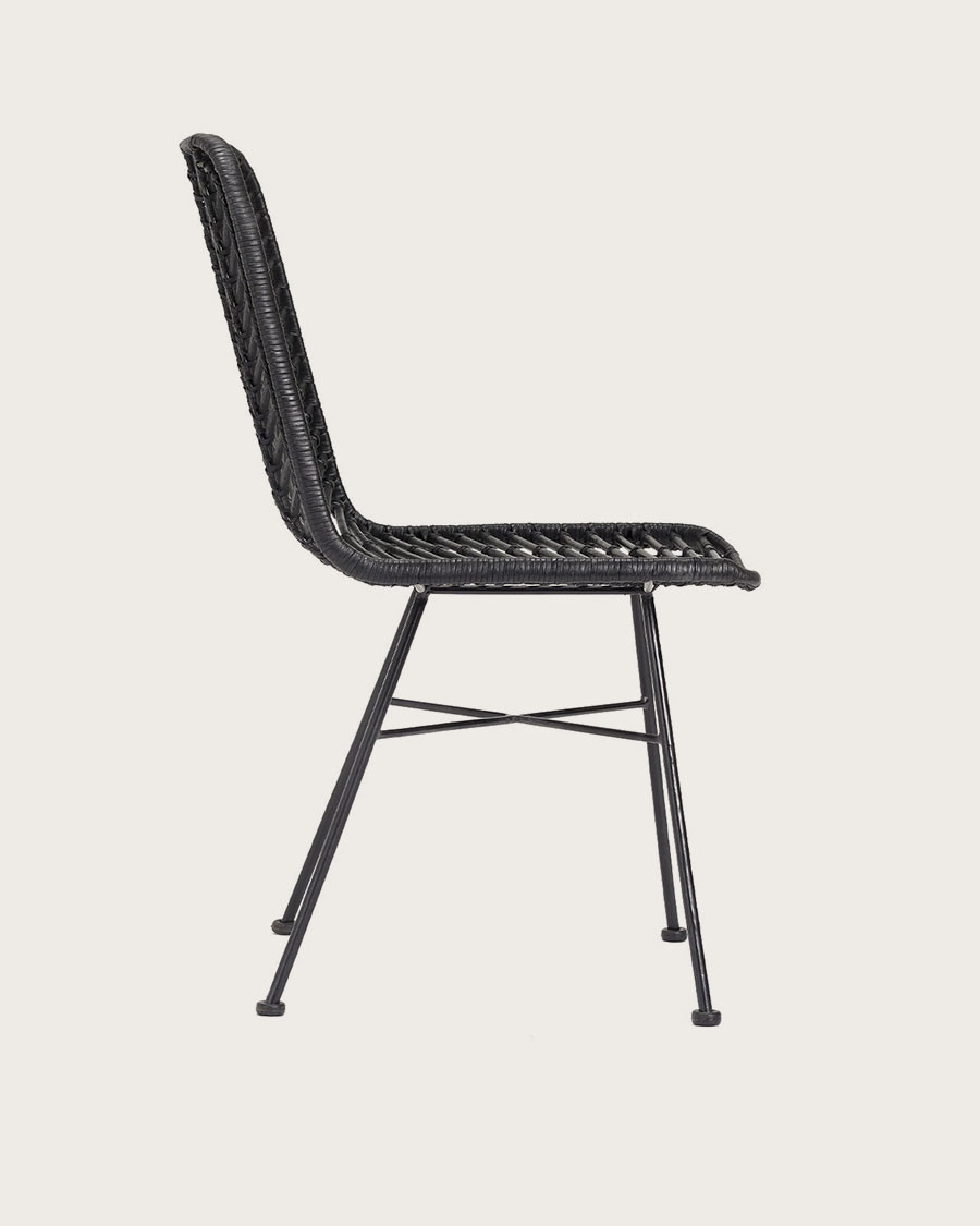 Ika - 4er-Set schwarze Rattanstühle