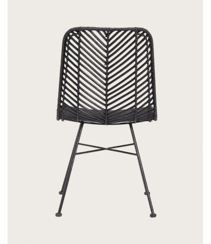 Ika - 4er-Set schwarze Rattanstühle