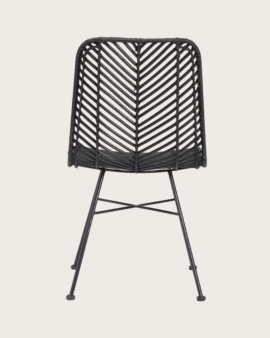 Ika - 4er-Set schwarze Rattanstühle
