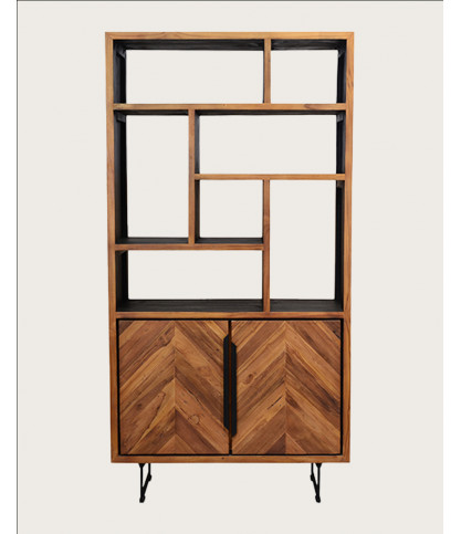 Librería pequeña Kappa de madera maciza de teca, 190x98x45 cm