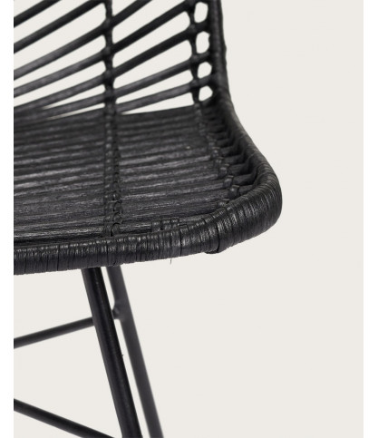 Ika - Set of 4 black rattan chairs