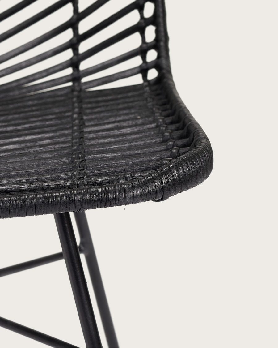 Ika - 4er-Set schwarze Rattanstühle