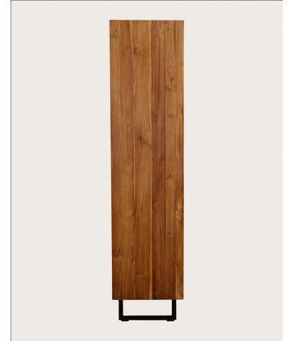 Kappa - Small industrial bookcase in reclaimed teak maffis with chevron pattern 100 cm