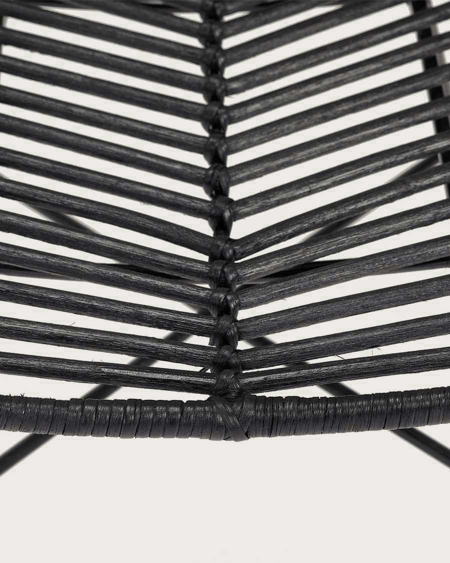 Ika - 4er-Set schwarze Rattanstühle